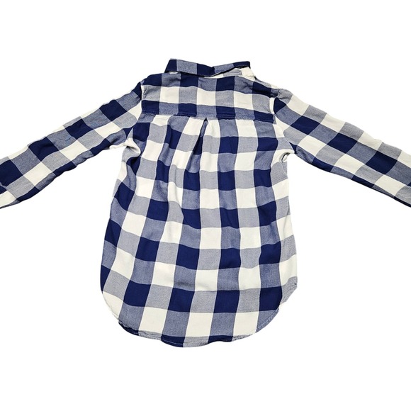 Tinsel Plaid Button Up Shirt Small Navy Blue White Lightweight Casual Minimalist - Picture 9 of 9